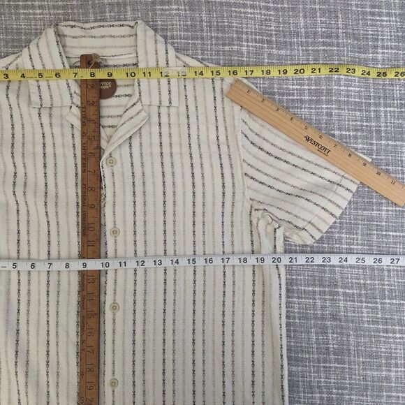 NWT COMMON PEOPLE Harris Shirt Linen Blend SS Tri Stone Stripe Men's S MSRP $179 - Picture 4 of 13